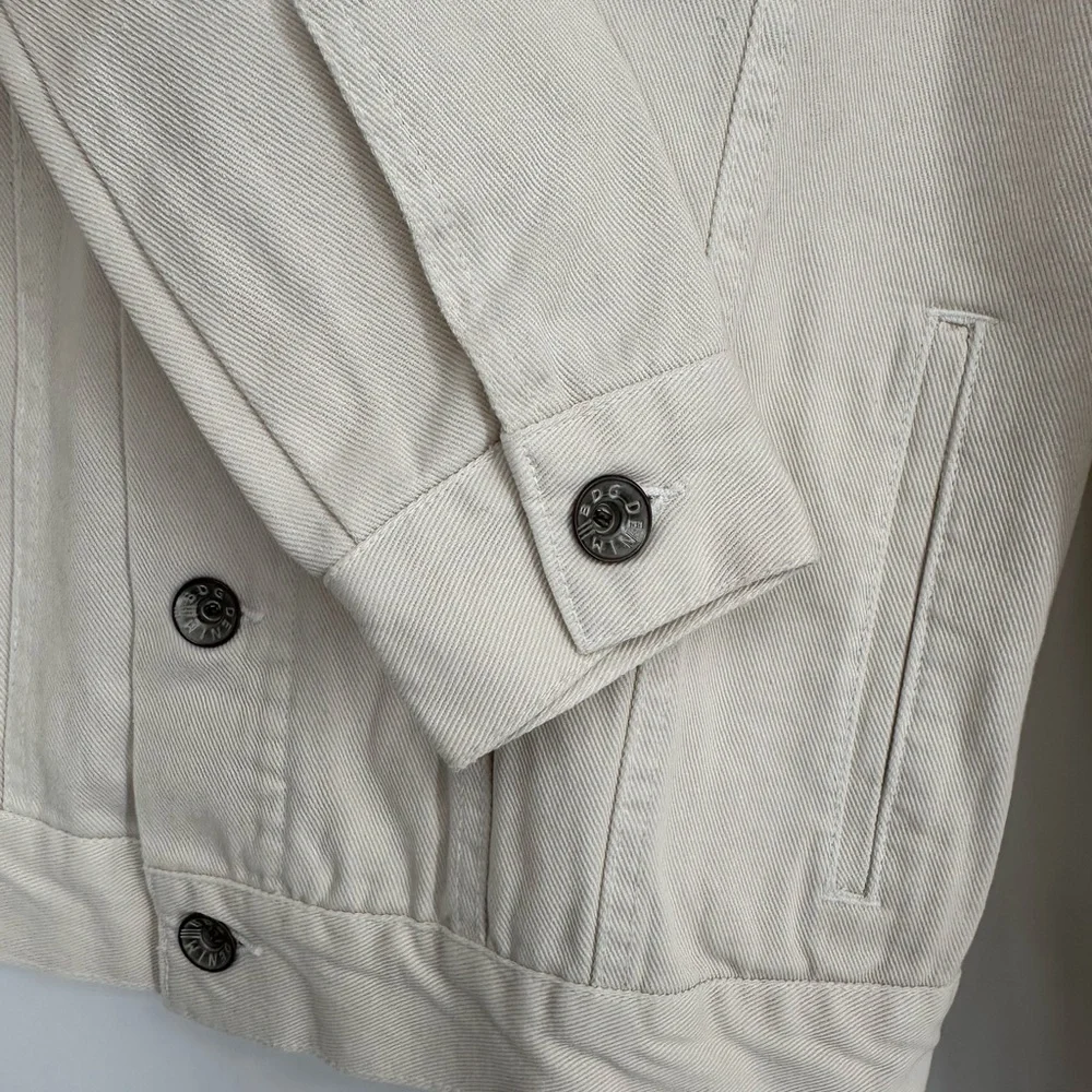 Standard Cloth Men’s Bone Denim Jacket size XS 100% Cotton Long Sleeves Pockets